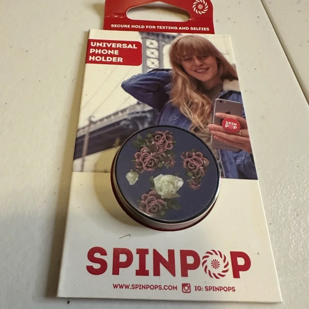 SpinPop Universal Phone Holder with Floral Design - Picture 3 of 4